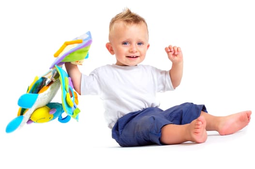 Baby plays with toys