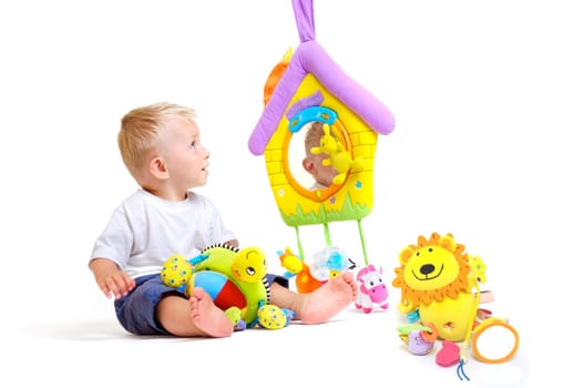 Baby plays with toys