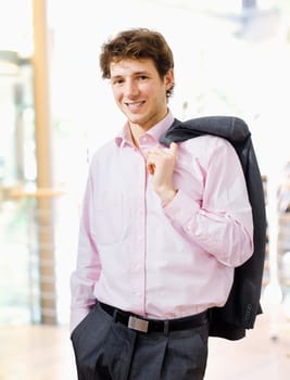 Happy businessman indoor
