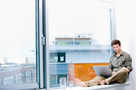 Businessman working on laptop