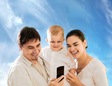 Family calling on phone