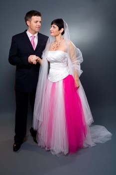 Bride and Groom in pink