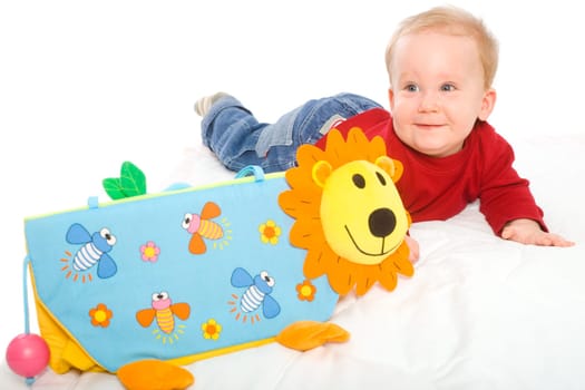Baby boy playing with toys