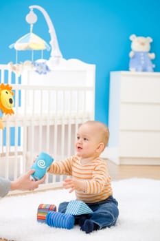 baby playing at home