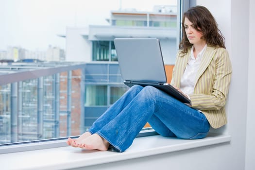 Businesswoman working on computer