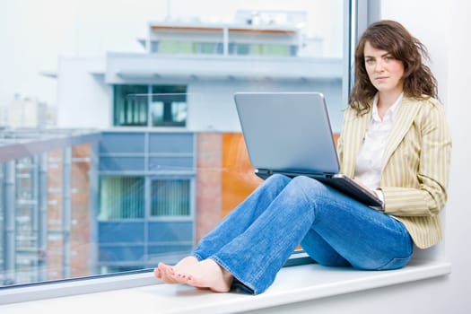 Businesswoman working on computer