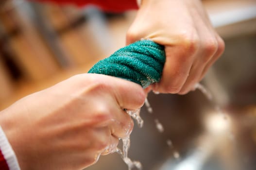 Young woman doing housework