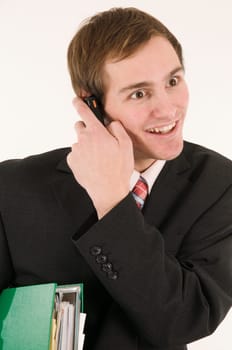 manager with phone and documents