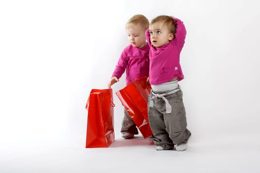 Two girls with bags