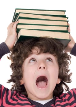 Adorable student boy in the school