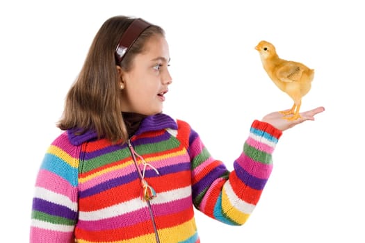 beautiful girl with a chicken