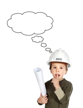 Adorable future engineer thinking