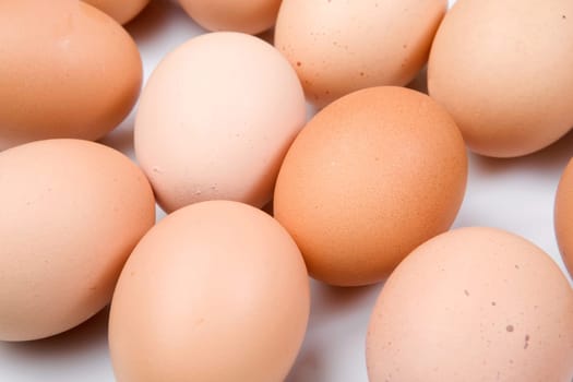 Photo of many brown hen eggs
