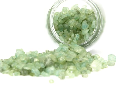 Green bath granules from the jar