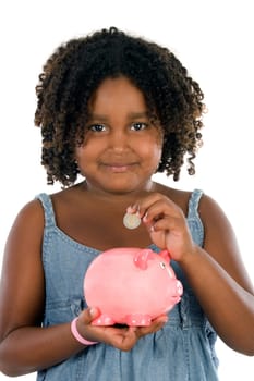 African girl whit money box