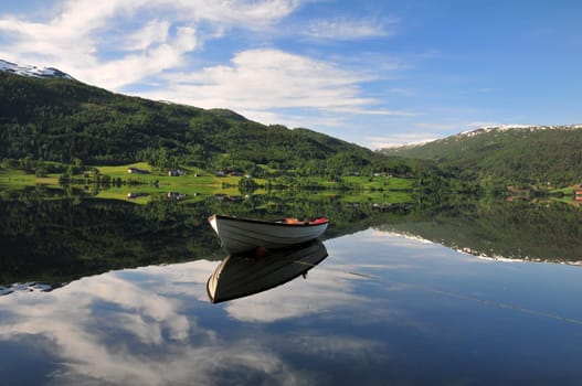 Fishing boat in the morning in Norway.