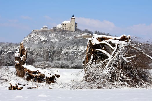 Czech Republik - stronghold Kuneticka mountain in winte