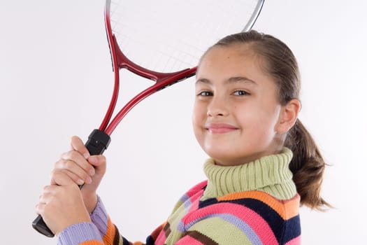 Girl with racket of tennis