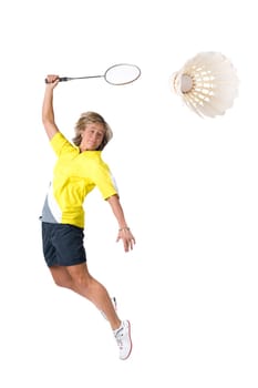 Woman playing badminton