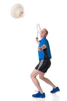 Man playing badminton