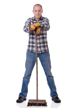 Man with broom