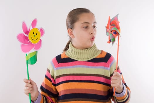 Girl with two windmill