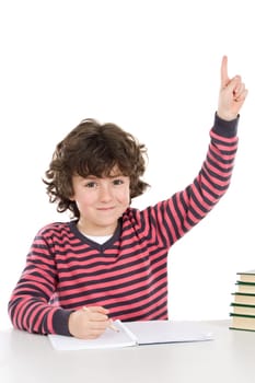 Child in the school asking for the floor