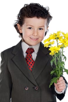beautiful boy with flowers