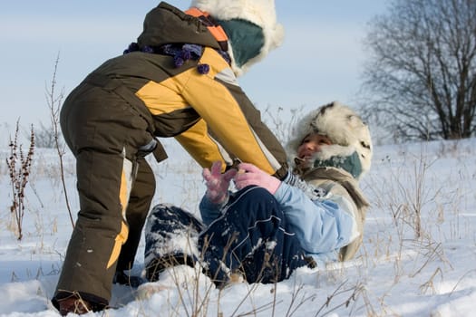 Kids playing in snow