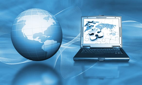 Abstract globe with computer