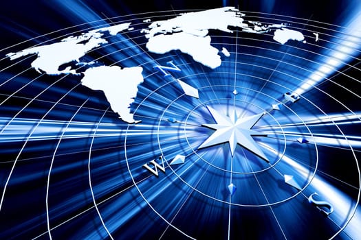 Compass with world map