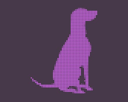 The pink silhouette of a dog sitting