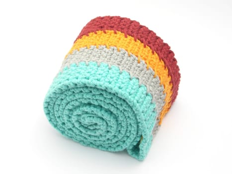 Multi-coloured crochet-work