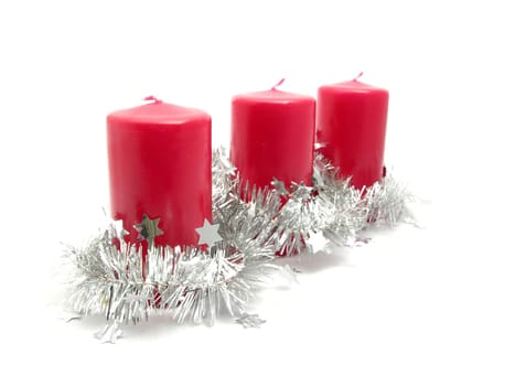 Red candles with Christmas decoration