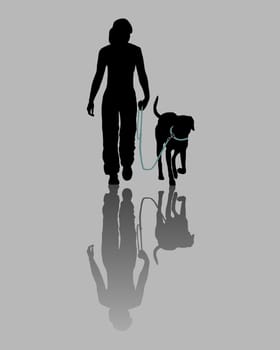 Woman with dog on leash