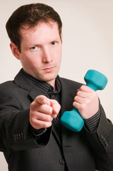 man with dumbbell