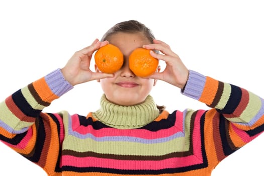 Attractive girl with mandarines