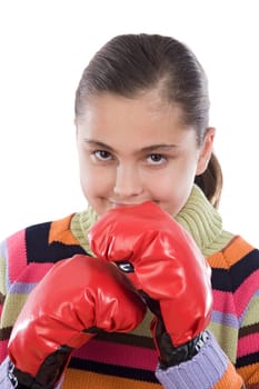 Girl with boxing gloves