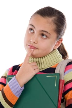 Girl student with folder and backpack