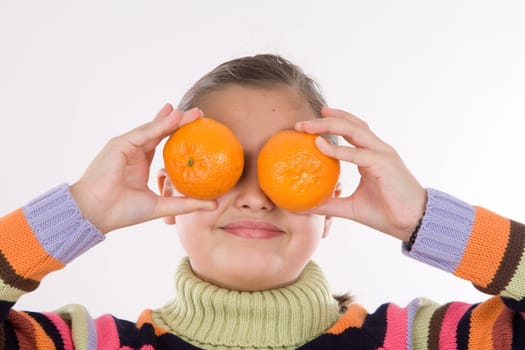beautiful girl with mandarines