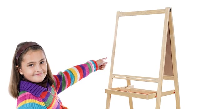 Girl studying whit slate