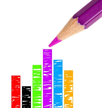 Purple pencil drawing a graphic