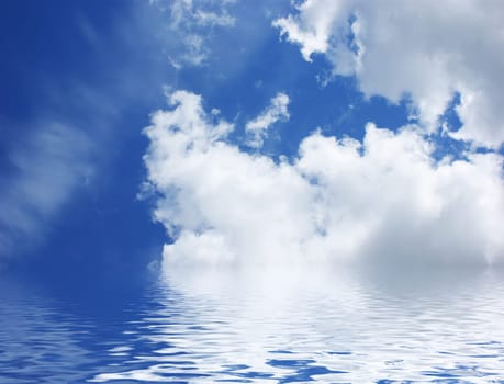 Blue sky with water