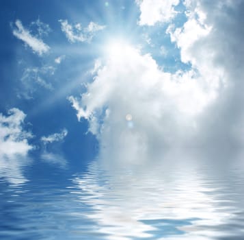 Blue sky with water