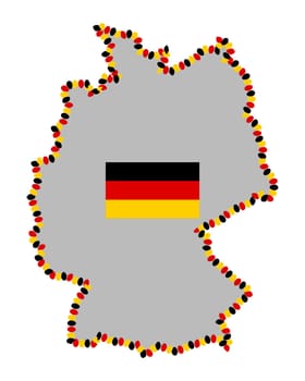 Map of Germany with Easter eggs and flag
