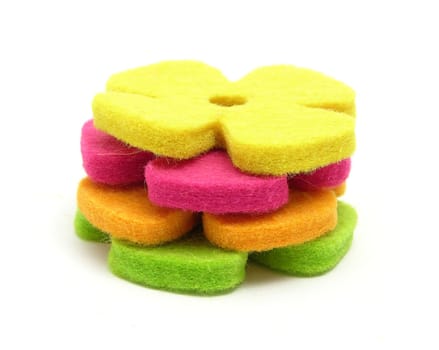 Felt flowers stacked