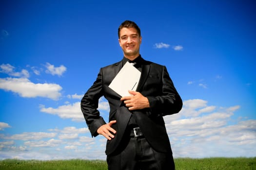 Businessman holding a folder