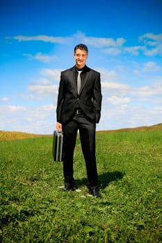 Businessman in the field