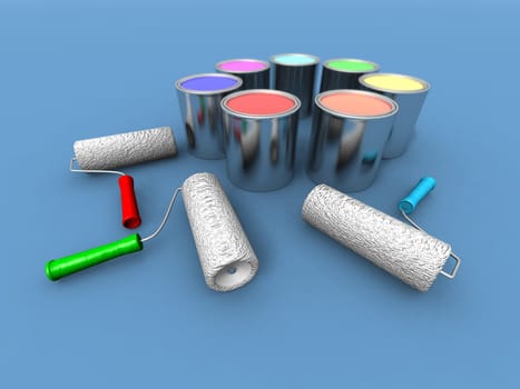 roll painters and color cans