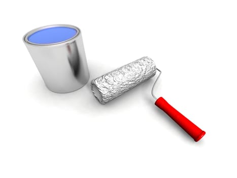 roll painter and blue can